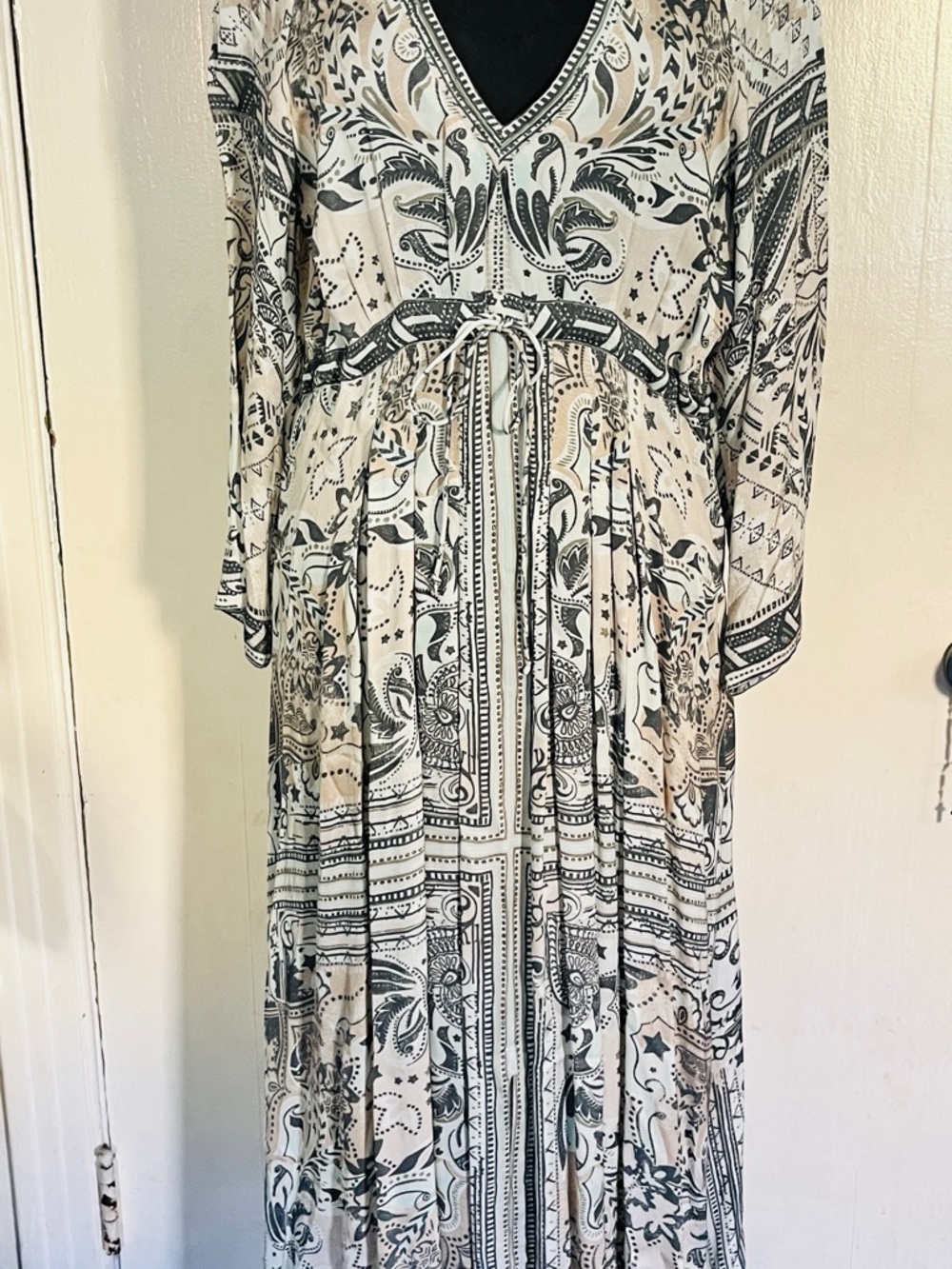 Odd Molly Cream and Black Bohemian Printed Maxi Dress - Picture 2 of 9